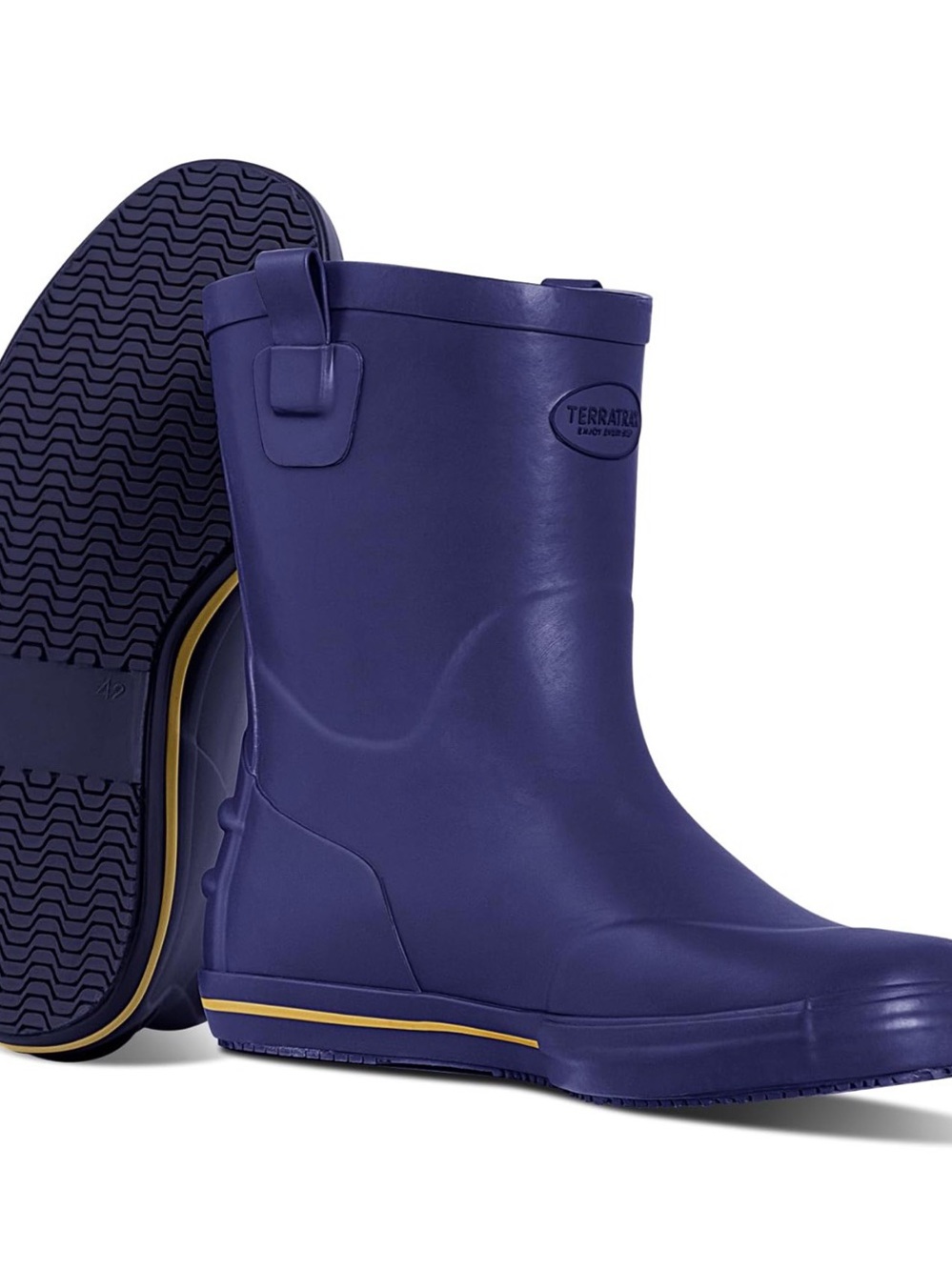 NEW Terratrax Men's Mid-Calf Waterproof Rain Boots, Wide Calf & Slip-Resistant 8